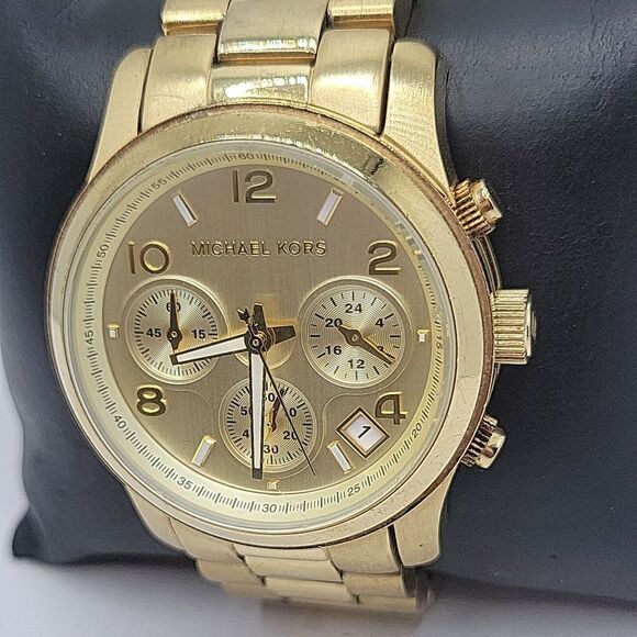 Michael Kors MK5055 Unisex Stainless Steel Analog Gold brushed Dial Watch BC807 - Picture 2 of 9